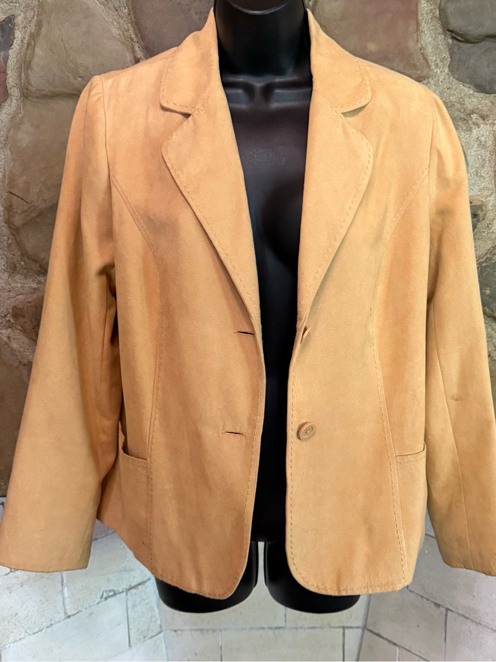 Style Works VTG Women’s Tan Button Down Blazer Light Academia Preppy Old Money 8